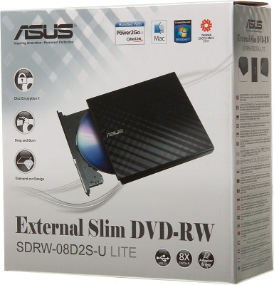 Привод DVD-RW Asus SDRW-08D2S-U LITE/BLK/G/AS черный USB внешний RTL