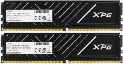 Память DDR4 2x8GB 3200MHz A-Data AX4U32008G16A-DTBKD35 XPG Gammix D35 RTL PC4-25600 CL16 DIMM UDIMM 288-pin 1.35В single rank с радиатором Ret