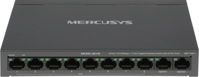 Коммутатор Mercusys MS110CP (L2) 8x100Мбит/с 2x1Гбит/с 8PoE+ 65W неуправляемый