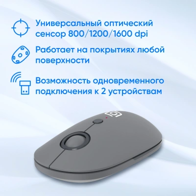 Мышь Оклик 409MW графитовый оптическая 1600dpi silent беспров. BT/Radio USB для ноутбука 4but (2007545)