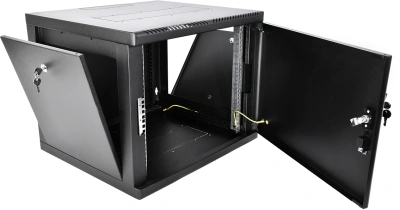 Шкаф коммутационный ЦМО (ШРН-М-9.650.1-9005) настенный 9U 600x650мм пер.дв.металл направл.под закл.гайки 120кг черный 581мм 22кг 180град. 480мм IP20 сталь