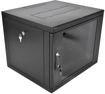 Шкаф коммутационный ЦМО (ШРН-М-9.650-9005) настенный 9U 600x650мм пер.дв.стекл 120кг черный 581мм 22.5кг 180град. 475мм IP20 металл