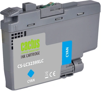 Картридж струйный Cactus CS-LC3239XLC голубой (52мл) для Brother HL-J6000DW/J6100DW с чипом