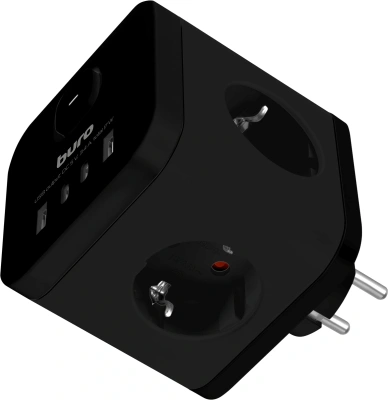 Сетевой разветвитель Buro BU-PW3UC-B (3 розетки) черный (коробка)