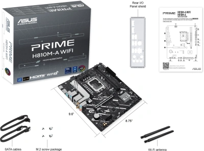 Материнская плата Asus PRIME H810M-A WIFI Soc-1851 Intel H810 2xDDR5 mATX AC`97 8ch(7.1) GbLAN RAID+HDMI+DP