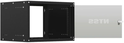Шкаф коммутационный NTSS Lime (NTSS-WL6U5545GS-BL) настенный 6U 550x450мм пер.дв.стекл несъемн.бок.пан. 30кг черный 370мм 9.6кг 110град. 370мм IP20 сталь
