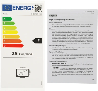Монитор Dahua 27" DHI-LM27-P501 серебристый IPS LED 5ms 16:9 HDMI матовая 2000:1 400cd 178гр/178гр 5120x2880 60Hz DP 5K USB 5.78кг