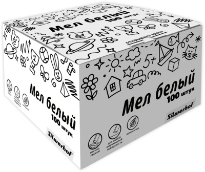 Мел белый школьный Silwerhof 882084-00 Солнечная коллекция прямоуг. (100шт) картон.кор.