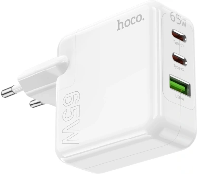 Сетевое зар./устр. Hoco C115A Header PD65W three-port(2C1A) charger(EU) 65W 3.25A+3A+2A+1.5A (PD+QC) универсальное белый (98312)