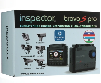 Видеорегистратор с радар-детектором Inspector BRAVO S PRO черный 2Mpix 1080x1920 1080p 140гр. GPS iCatch SPCA6350M