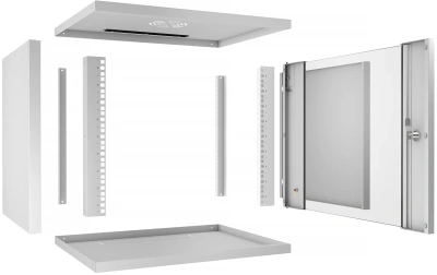 Шкаф коммутационный Cabeus (WSC-05D-9U55/45) настенный 9U 550x450мм пер.дв.стекл 30кг серый 340мм 14кг 220град. 450мм IP20 сталь