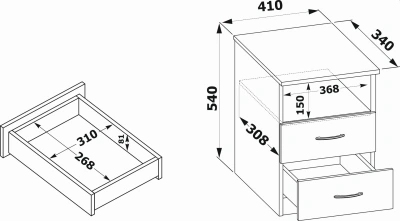 Тумба Сокол КТ-09.1 приставная прикроватная 410x340x540мм белый (00-00011699)