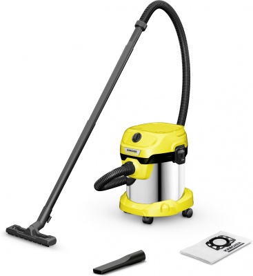 Строительный пылесос Karcher WD 2 Plus S V-15/4/18 1000Вт (уборка: сухая/влажная/выдув/сбор воды) желтый