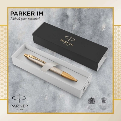 Ручка шариков. Parker IM Premium K323 (1931687) Grey GT M син. черн. подар.кор.