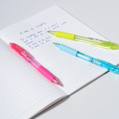 Ручка шариков. автоматическая Deli EQ057-BL ассорти d=0.7мм син. черн. кор.карт. резин. манжета