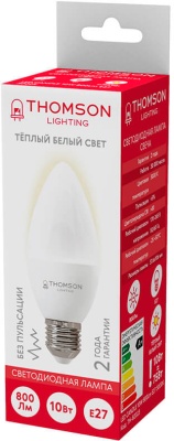 Лампа светодиодная Thomson TH-B2023 10Вт цок.:E27 свеча 220B св.свеч.бел.теп. Candle (упак.:1шт)