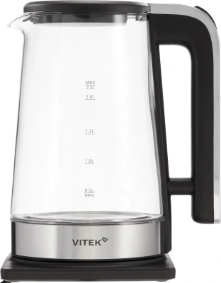 Чайник электрический Vitek VT-WK1073 2.2л. 1800Вт черный/серебристый корпус: стекло