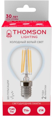 Лампа филам. Thomson Filament TH-B2338 11Вт цок.:E14 шар 220B св.свеч.бел.хол. Globe (упак.:1шт)