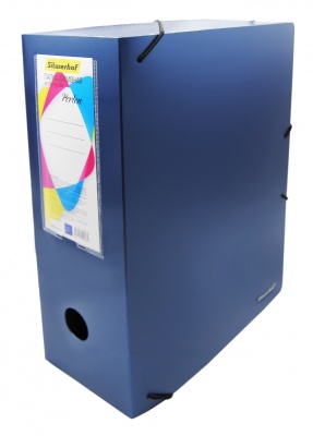 Папка архивная на резинке Silwerhof Гальвано 311915-74 полипропилен 1мм корешок 100мм A4 синий металлик
