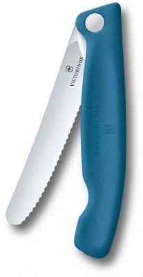 Нож кухонный Victorinox Swiss Classic 6.7832.FC1 стальной универсальный для овощей лезв.110мм серрейт. заточка синий карт.коробка