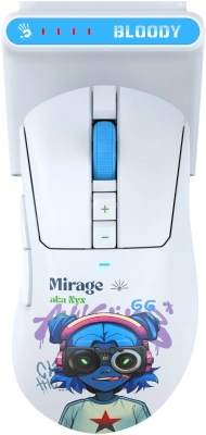 Мышь A4Tech Bloody R73 Ultra Duo белый/рисунок оптическая 20000dpi беспров. USB/USB-C 7but (R73 ULTRA DUO NYX MIRAGE)
