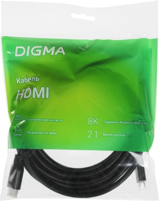 Кабель аудио-видео Digma HDMI (m)/HDMI (m) 5м. феррит.кольца позолоч.конт. черный (D-HDMI-V2.1-5M)