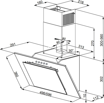 Вытяжка каминная Weissgauff Sigma 60 PB BL черный управление: кнопочное (1 мотор)