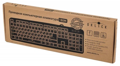 Клавиатура Оклик 180M черный USB (943626) кабель 1.6м