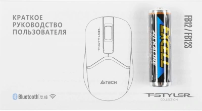 Мышь A4Tech Fstyler FB12 белый оптическая 1200dpi беспров. BT/Radio USB 3but (FB12 WHITE)
