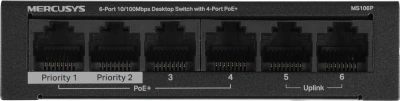 Коммутатор Mercusys MS106P (L2) 6x100Мбит/с 4PoE+ 67W неуправляемый