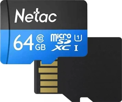 Флеш карта microSDXC 64GB Netac NT02P500STN-064G-R P500 + adapter