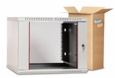 Шкаф коммутационный ЦМО ШРН-ЭКОНОМ (ШРН-Э-12.650) настенный 12U 600x650мм пер.дв.стекл 65кг серый 600мм 23.9кг 180град. 608мм