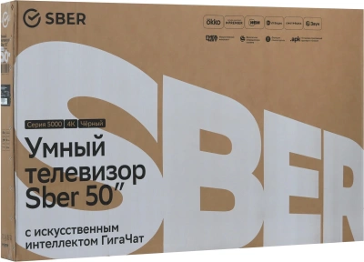 Телевизор LED Sber 50" SDX-50U5500DBB Салют ТВ Frameless черный 4K Ultra HD 60Hz DVB-T DVB-C DVB-S USB WiFi Smart TV