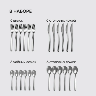 Набор столовых приборов Rondell Kerstin RD-245 набор из 24предм. стальной