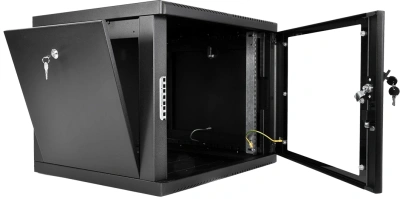 Шкаф коммутационный ЦМО (ШРН-М-9.500-9005) настенный 9U 600x520мм пер.дв.стекл 130кг черный 456мм 19.35кг 180град. 480мм IP20 сталь