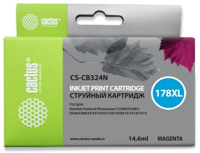 Картридж струйный Cactus CS-CB324N(CS-CB324) №178XL пурпурный (14.6мл) для HP PS B8553/C5383/C6383 с чипом
