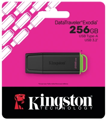 Флеш Диск Kingston 256GB DataTraveler Exodia DTXG2/256GB USB3.0 черный/салатовый