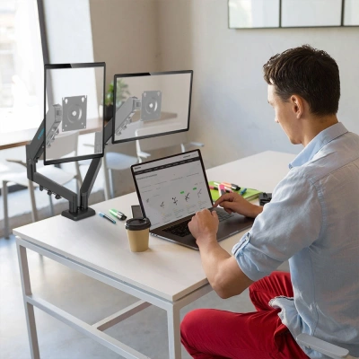 Кронштейн для мониторов Kromax OFFICE-14 черный 15"-32" макс.20кг настольный поворот и наклон