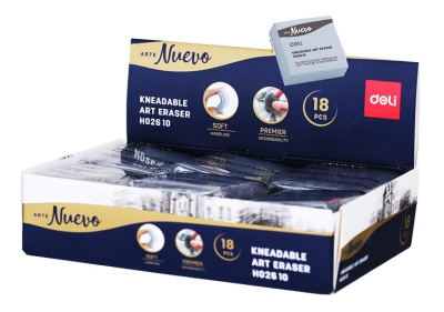 Ластик Deli EH02610 42х42х12мм серый клячка картонный дисплей