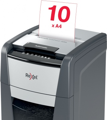 Шредер Rexel Optimum AutoFeed 225X черный с автоподачей (секр.P-4) фрагменты 225лист. 60лтр. скрепки скобы пл.карты