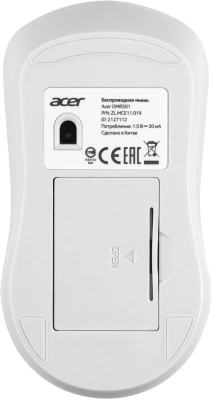Мышь Acer OMR501 белый оптическая 1600dpi silent беспров. USB 4but (ZL.MCE11.018)