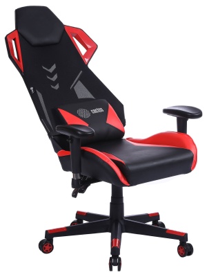 Кресло игровое Cactus CS-CHR-090BLR черный/красный экокожа/сетка крестов. нейлон