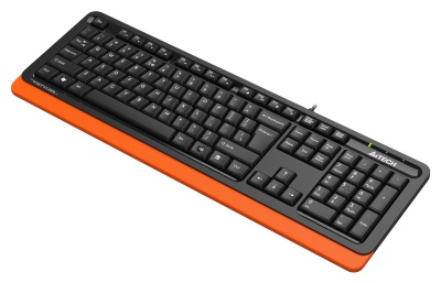 Клавиатура A4Tech FKS10 черный/оранжевый USB (подставка для запястий) (FKS10 ORANGE) кабель 1.5м