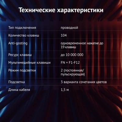 Клавиатура Оклик 780G SLAYER черный USB for gamer LED (412899) кабель 1.5м