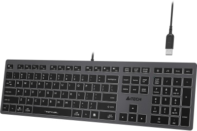 Клавиатура A4Tech FX60H серый USB slim LED (FX60H GREY/WHITE) кабель 1.5м