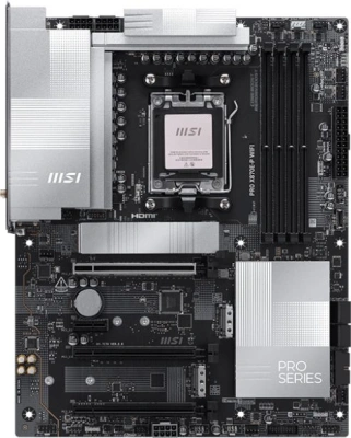 Материнская плата MSI PRO X870E-P WIFI Socket AM5 AMD X870E 4xDDR5 ATX AC`97 8ch(7.1) 5Gigabit RAID+HDMI