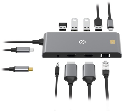 Стыковочная станция Digma DS-580 USB Type-C черный 2xHDMI 1xRJ-45 2xUSB Type-C 2xUSB 3.0 2xUSB 1x3.5Audio