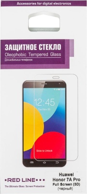 Защитное стекло для экрана Redline черный для Huawei Honor 7A Pro 3D 1шт. (УТ000014478)