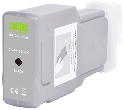 Картридж струйный Cactus CS-PFI320BK PFI-320 BK черный пигментный (300мл) для Canon imagePROGRAF TM-200/TM-205/TM-300/TM-305/TM-350 с чипом