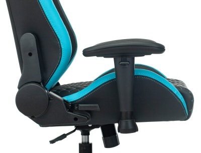Кресло игровое Knight Neon черный/голубой соты экокожа с подголов. крестов. металл